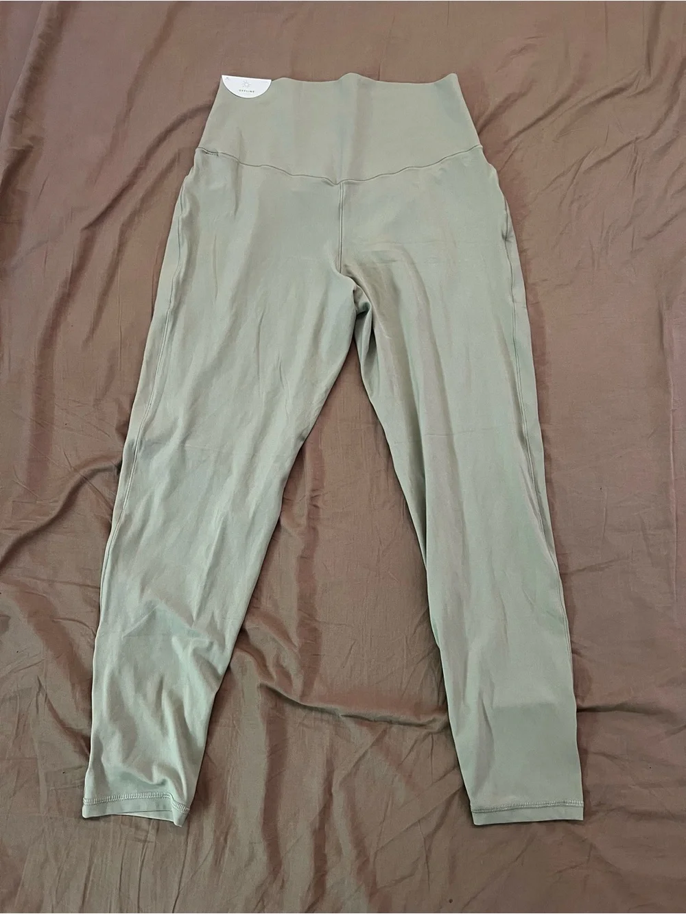 aerie High-Rise Leggings in Sage Green with Side Pockets